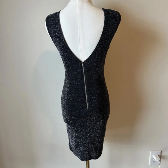 Forever 21 Sparkling Black Mini Dress with Padded Shoulders - Picture 4 of 4